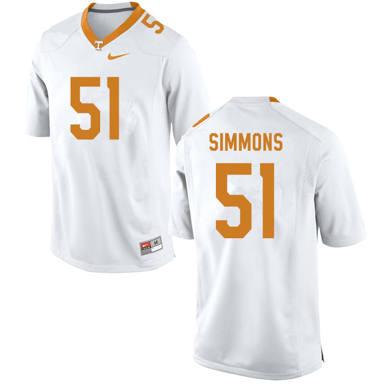 Men #51 Elijah Simmons Tennessee Volunteers College Football Jerseys Sale-White